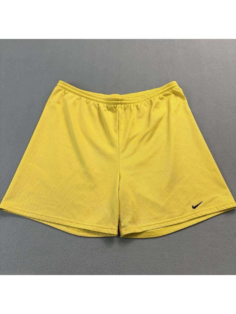 Vintage 90s Nike Mesh Basketball Shorts Size Large Yellow USA Made (No Elastic)